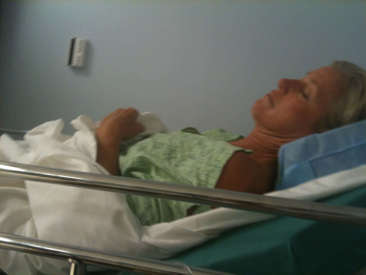 Cathy in hospital with Breast cancer