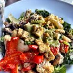 Pesto Roasted Vegetable Pasta Salad with Baked *tofu